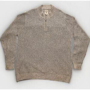 Red Head Brand Mens 2XL Oatmeal Tan Color Qtr Zip Pullover Sweater Dad Core READ